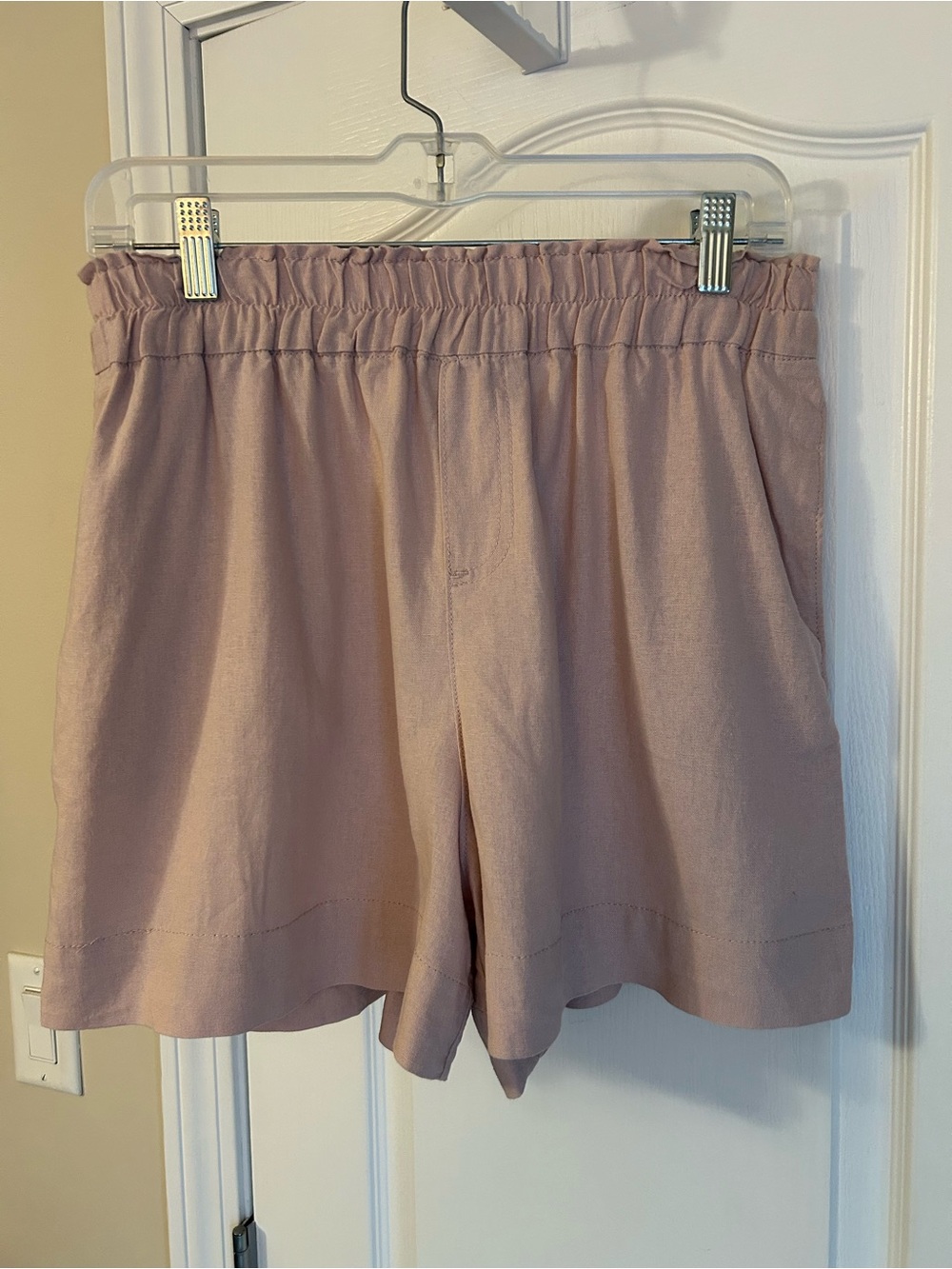 Love Tree linen blend Women’s Elastic Waist Casual Shorts - Dusty Pink